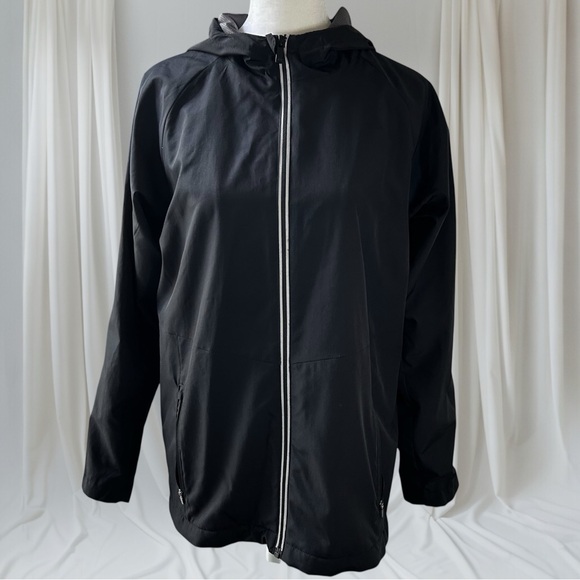 All in Motion Black Windbreaker Jacket with Hood - Picture 1 of 11